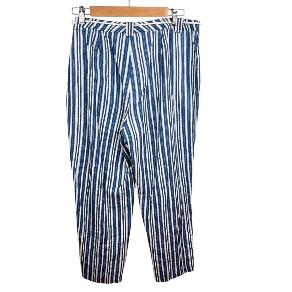 Sigrid Olsen So Blue Linen Pants Women's Sz 10 Blue White Coastal Resort Beach - Picture 5 of 10